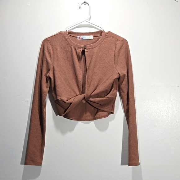 Free People Beach Cutout Long Sleeve Crop Top S - Picture 3 of 7